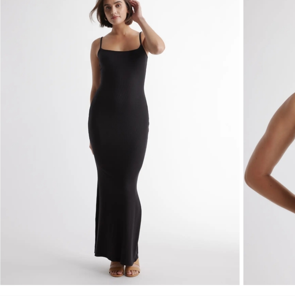 Quince Olive Green Tencel Ribbed Maxi Dress xs